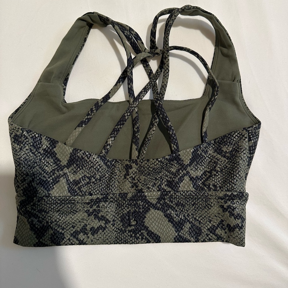 BuffBunny Olive and Black Snake Print Sports Bra